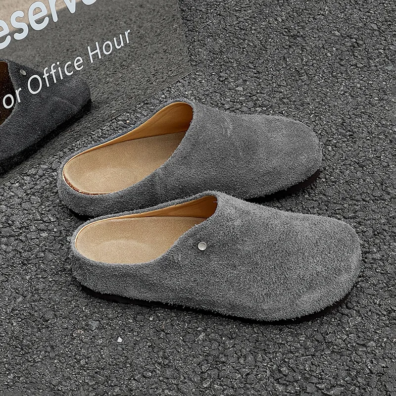 WEISHIBANGWEI Rubber Sole Slip Resistant Closed Toe Slippers Unisex Gray-9