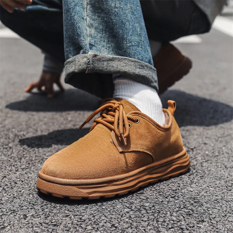 WEISHIBANGWEI Warm Slip Resistant Ankle Length Snow Boots Men's Yellow-6