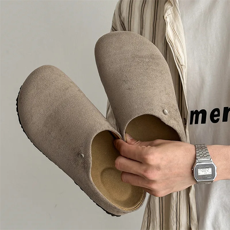 WEISHIBANGWEI Rubber Sole Closed Toe Slippers Unisex Gray-1