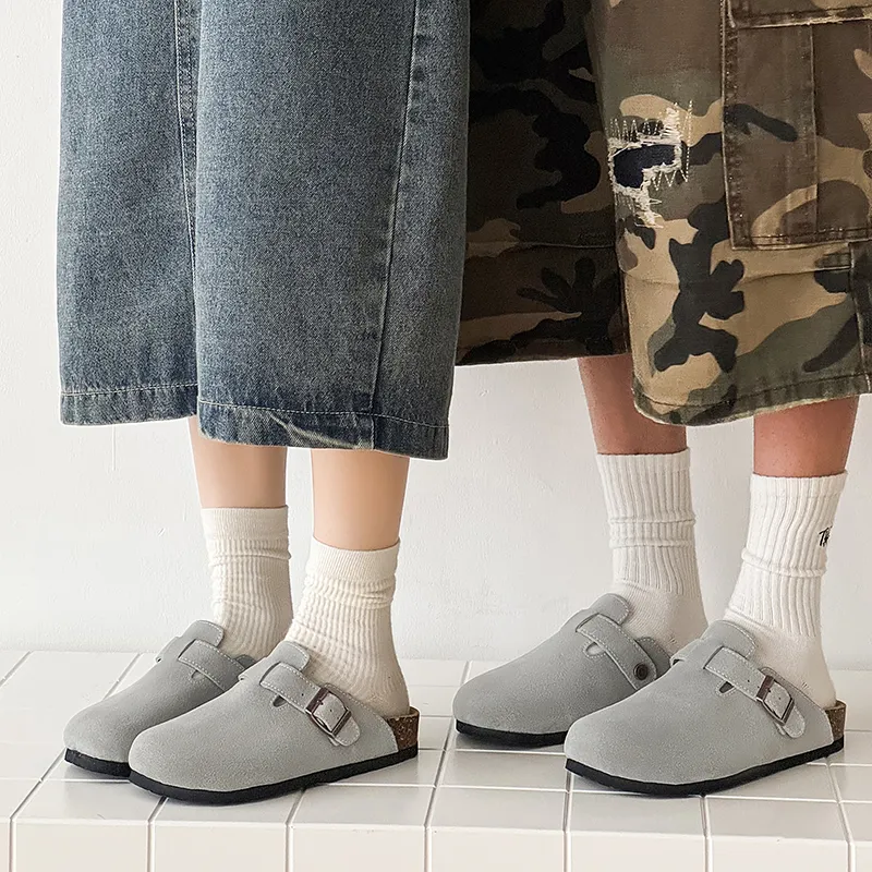 WEISHIBANGWEI Rubber Sole Closed Toe Slippers Unisex Concrete Gray-3