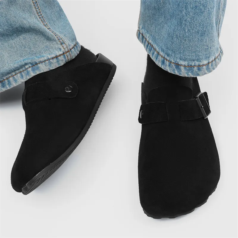 WEISHIBANGWEI Closed Toe Slippers Men's Black-5