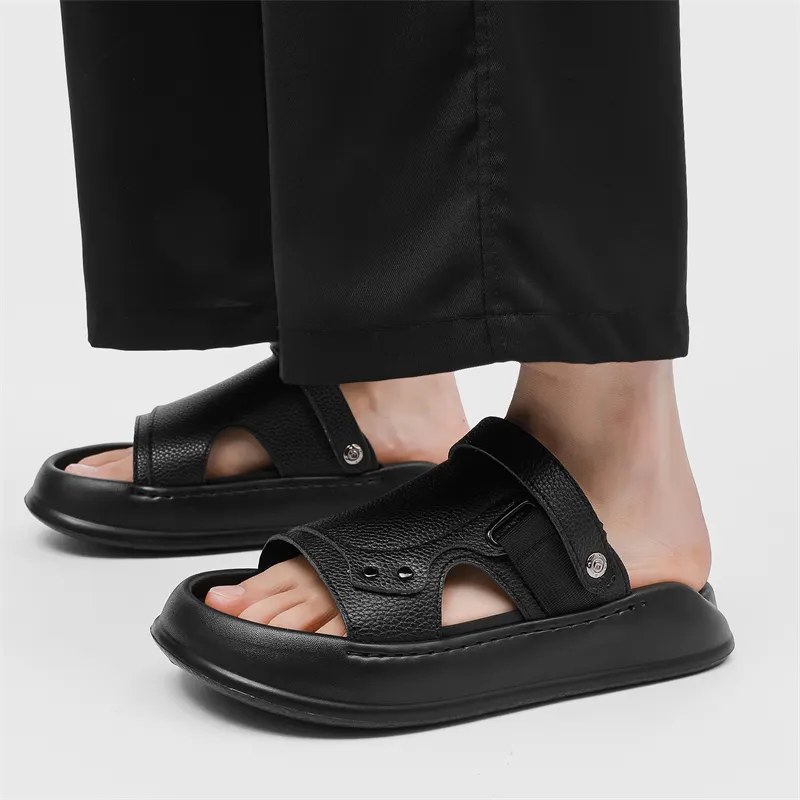 WEISHIBANGWEI Beach Sandals Men's Black-4