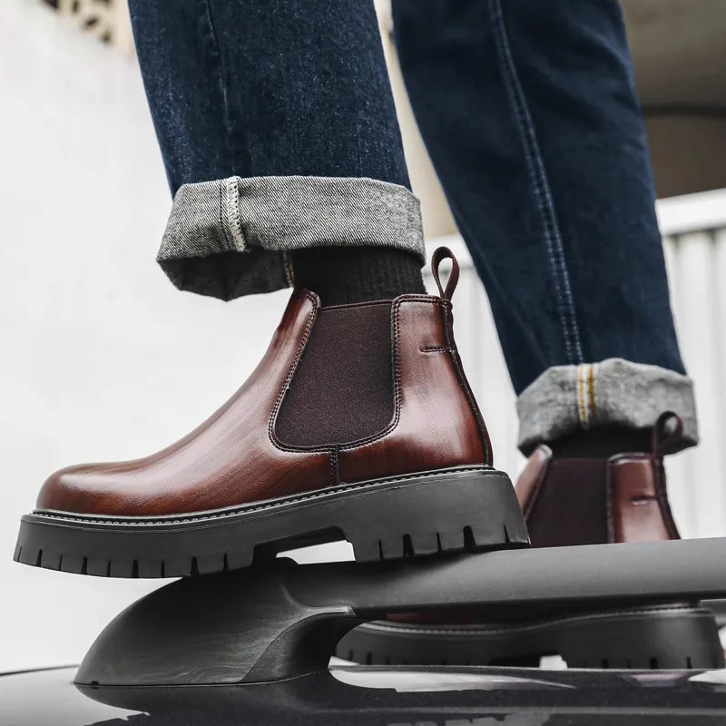 WEISHIBANGWEI Short Chelsea Boots Men's-16