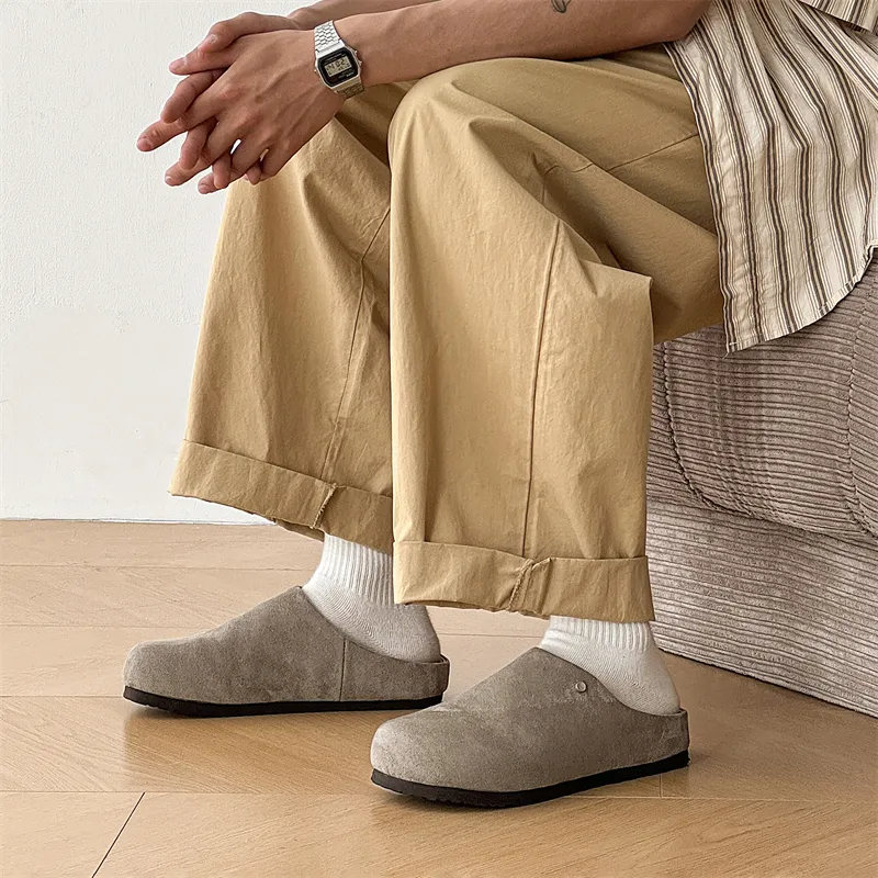 WEISHIBANGWEI Rubber Sole Closed Toe Slippers Unisex Gray-3