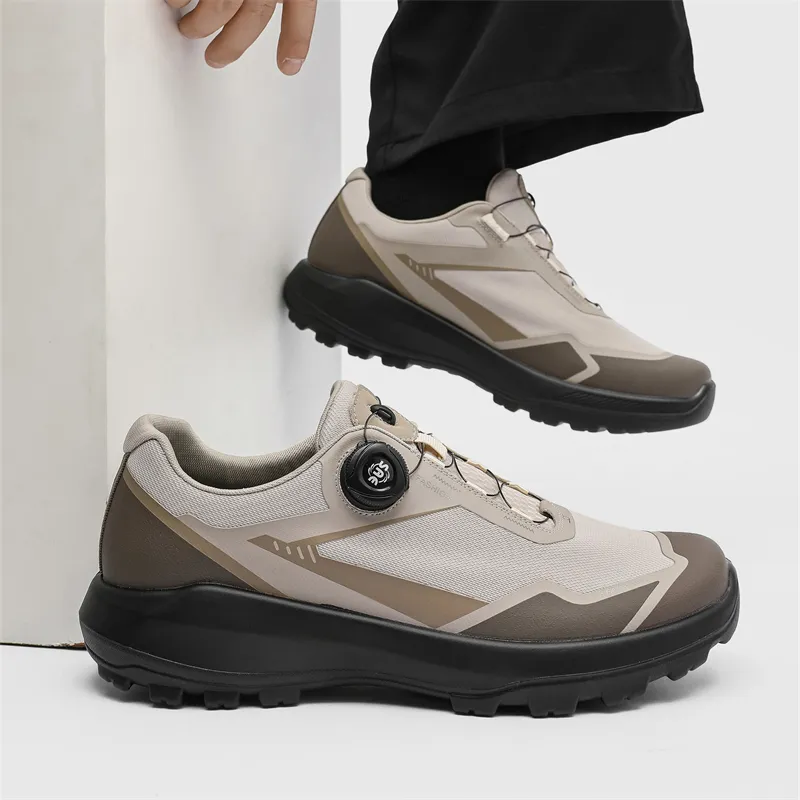 WEISHIBANGWEI Anti Slip Wear Resistant Low Top Running Shoes Men's Beige-6