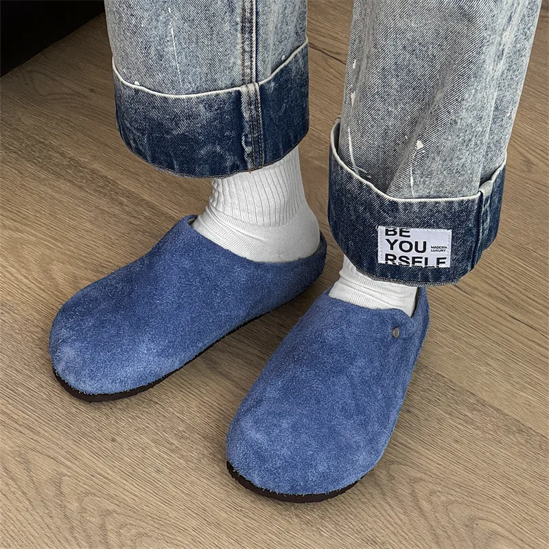WEISHIBANGWEI Rubber Sole Slip Resistant Closed Toe Slippers Unisex Blue-4
