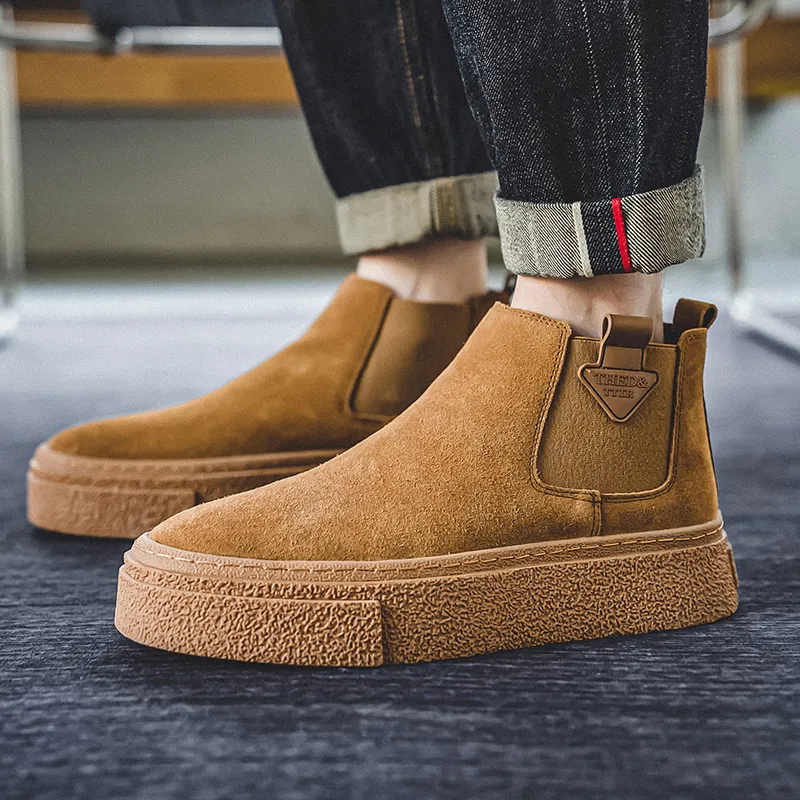 WEISHIBANGWEI Short Chelsea Boots Medium Heel Men's-22