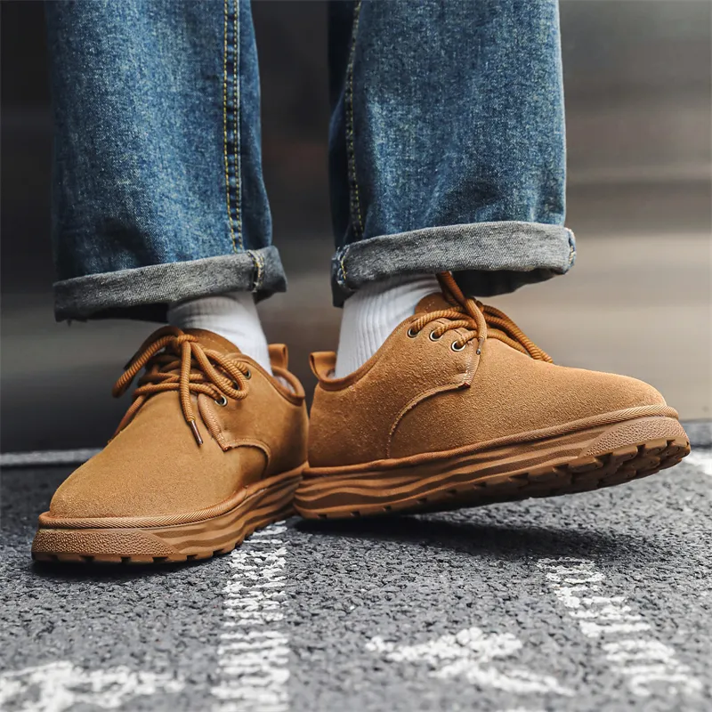 WEISHIBANGWEI Warm Slip Resistant Ankle Length Snow Boots Men's Yellow-7