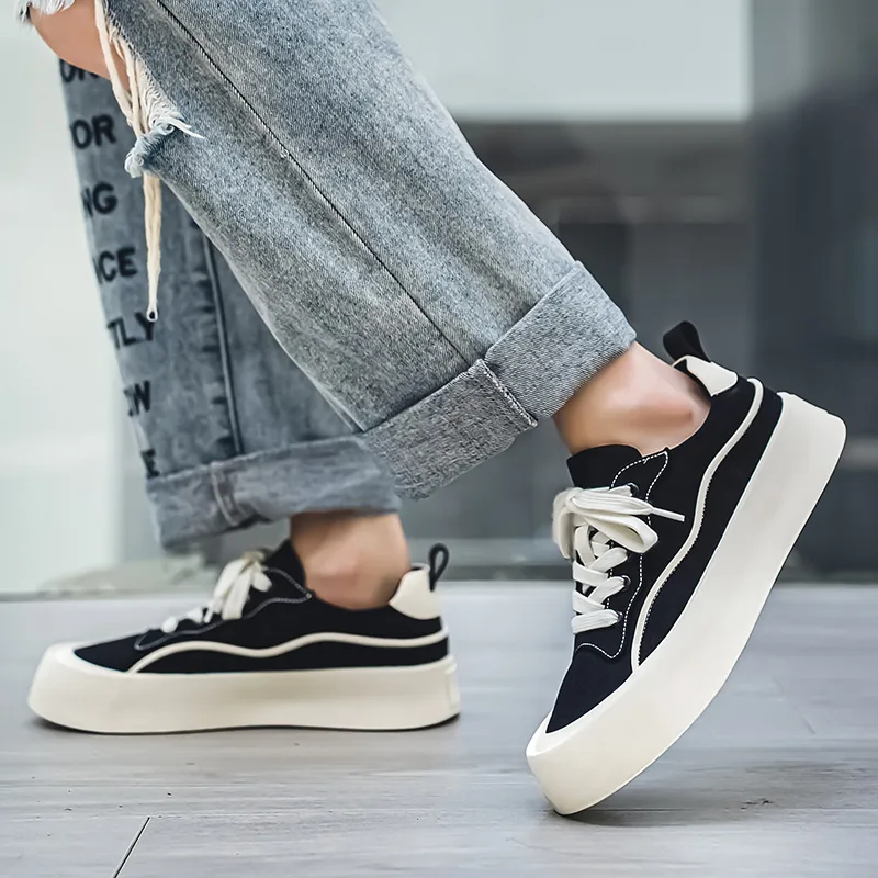 WEISHIBANGWEI Canvas Shoes Men's Black-4
