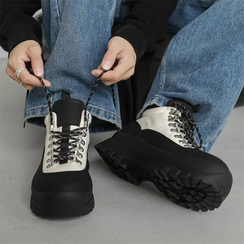 WEISHIBANGWEI Height Increasing Slip Resistant Mid Top Casual Shoes Men's-2
