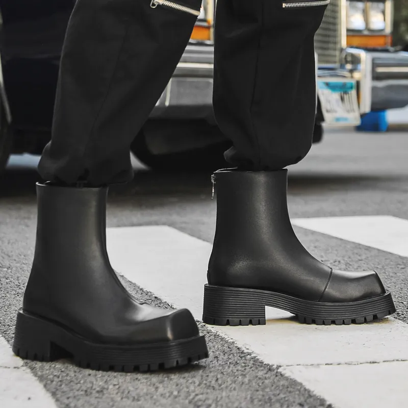 WEISHIBANGWEI Ankle Boots Men's Black-7