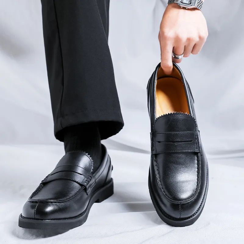 WEISHIBANGWEI Loafers Men's Black-1