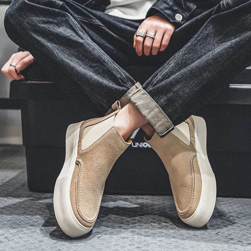 WEISHIBANGWEI Short Chelsea Boots Medium Heel Men's-37