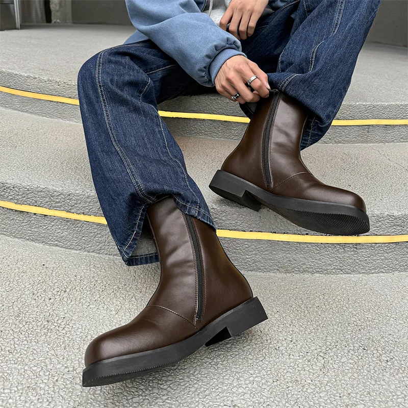 WEISHIBANGWEI Ankle Boots Unisex Brown-2