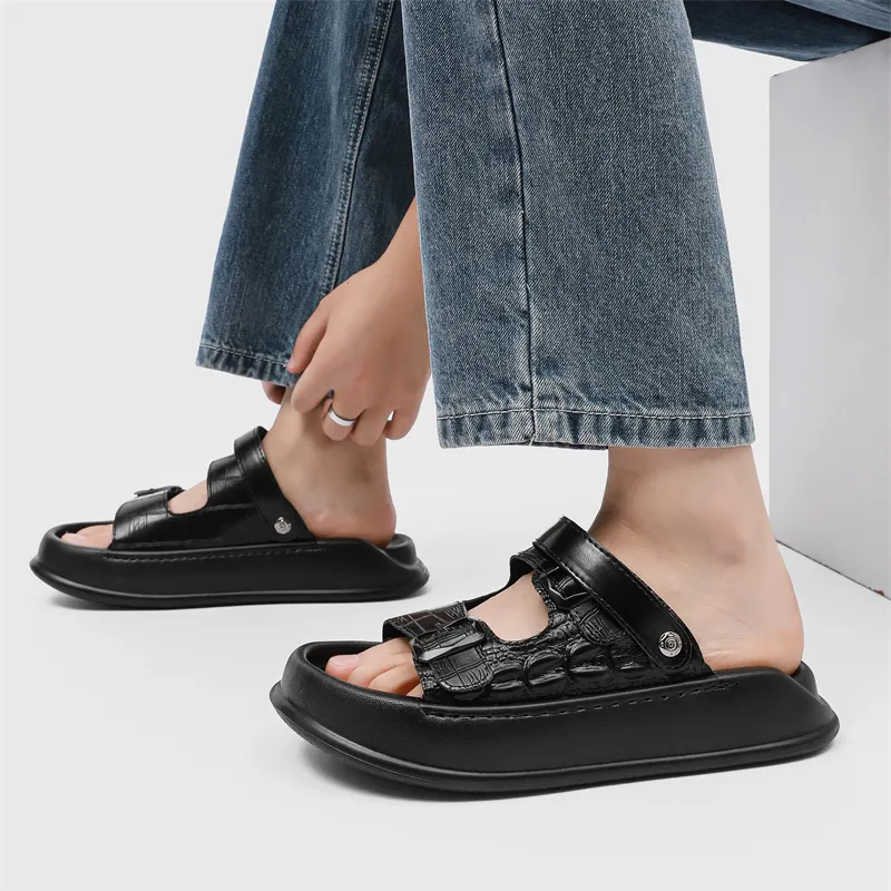 WEISHIBANGWEI Beach Sandals Men's Black-2