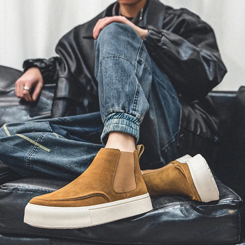 WEISHIBANGWEI Short Chelsea Boots Medium Heel Men's-28