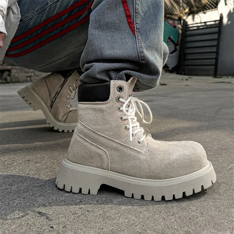 WEISHIBANGWEI Short Mid Calf Martin Boot Men's-6