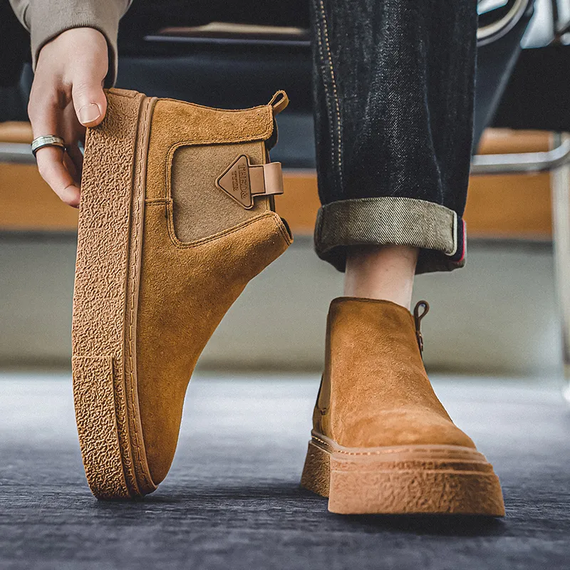 WEISHIBANGWEI Short Chelsea Boots Medium Heel Men's-19