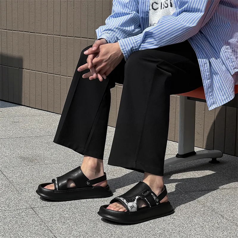 WEISHIBANGWEI Beach Sandals Men's Black-5