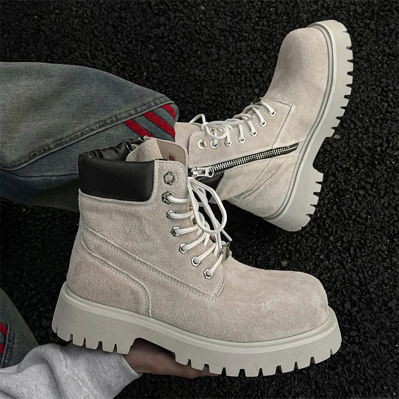 WEISHIBANGWEI Short Mid Calf Martin Boot Men's-2