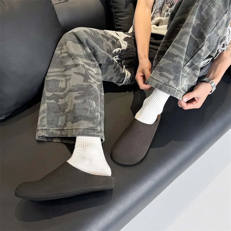 WEISHIBANGWEI Rubber Sole Closed Toe Slippers Unisex Black Coffee-2