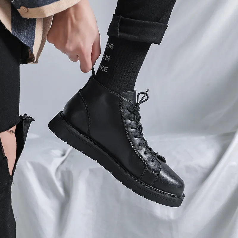 WEISHIBANGWEI Ankle Boots Men's Black-6