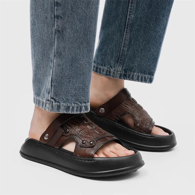 WEISHIBANGWEI Beach Sandals Men's Brown-5