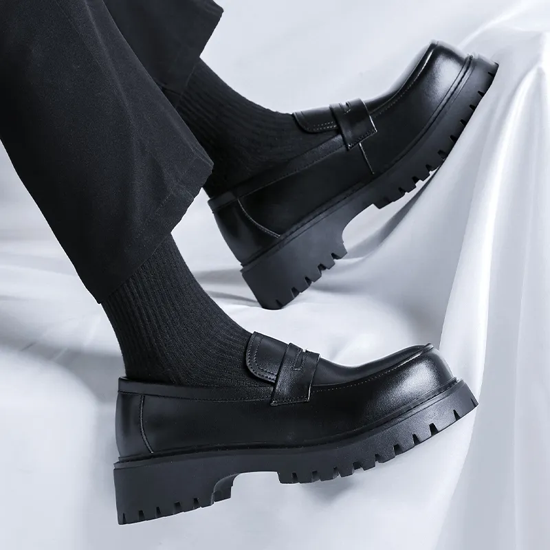 WEISHIBANGWEI Loafers Men's Black-3