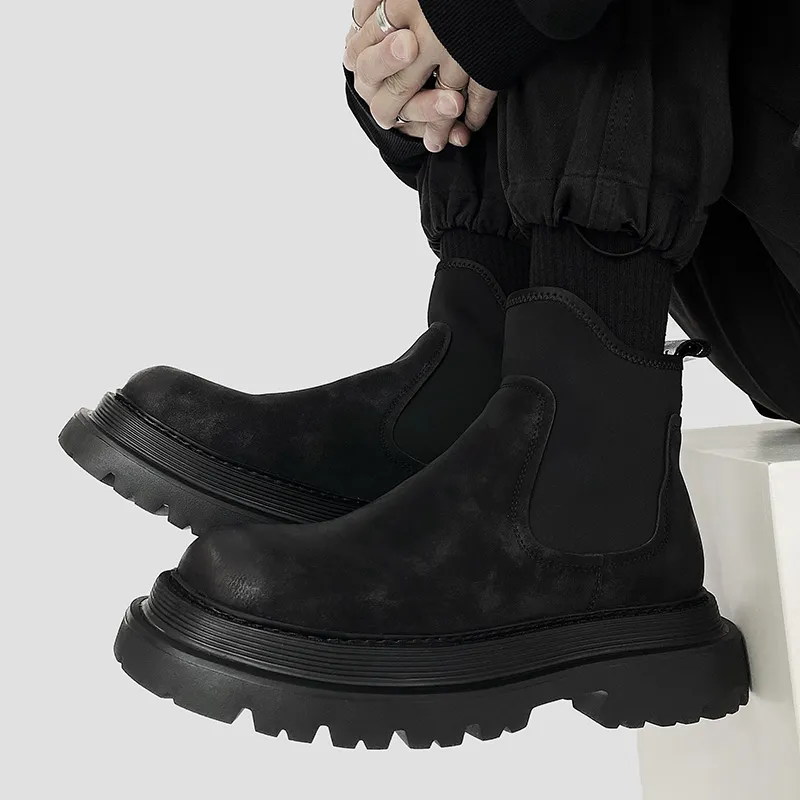 WEISHIBANGWEI Ankle Boots Men's Black-4