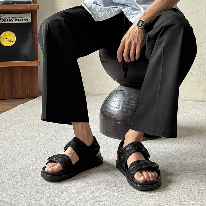 WEISHIBANGWEI Beach Sandals Men's Black-1