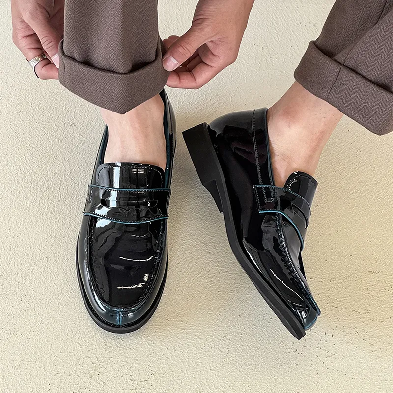 WEISHIBANGWEI Loafers Men's Blue-4