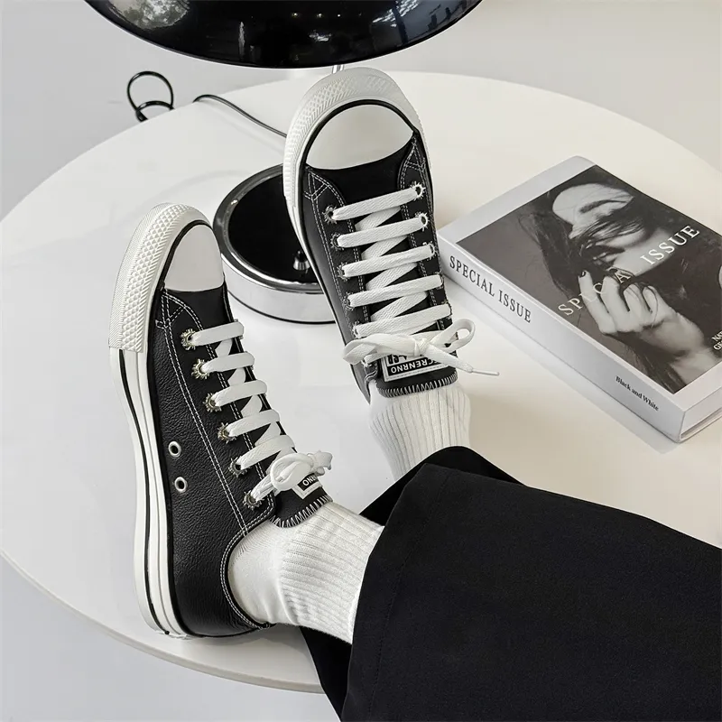 WEISHIBANGWEI Low Top Skateboard Shoes Men's Black-2