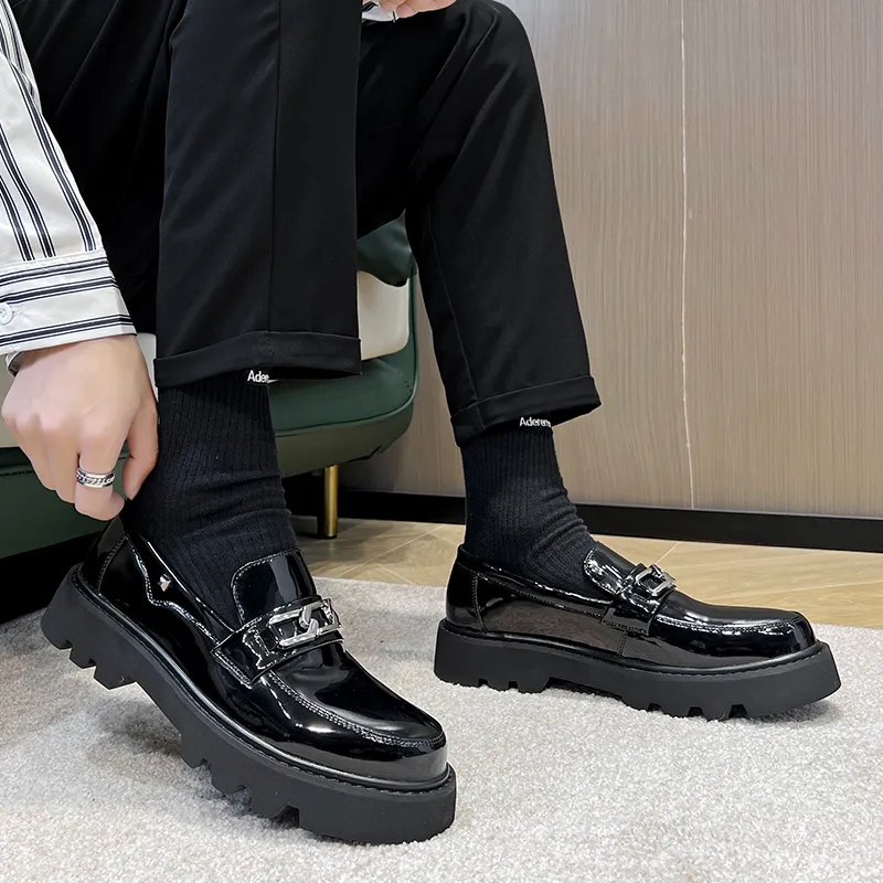 WEISHIBANGWEI Loafers Men's Black-5