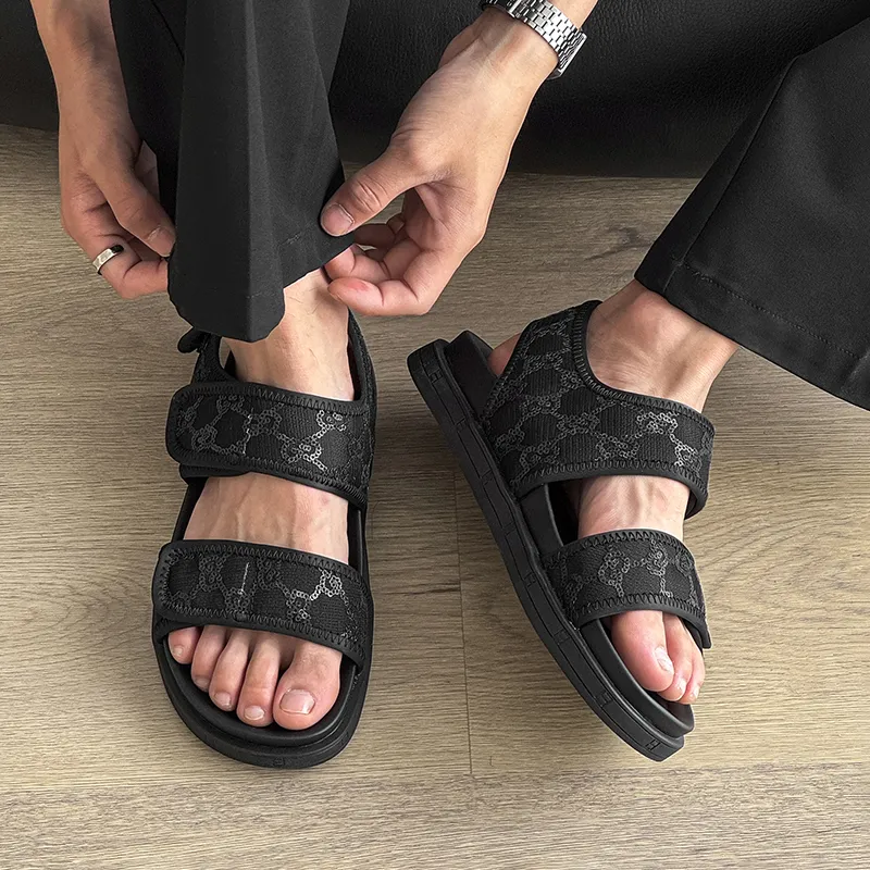 WEISHIBANGWEI Beach Sandals Men's Black-5
