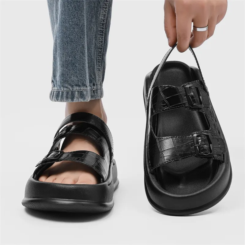 WEISHIBANGWEI Beach Sandals Men's Black-1