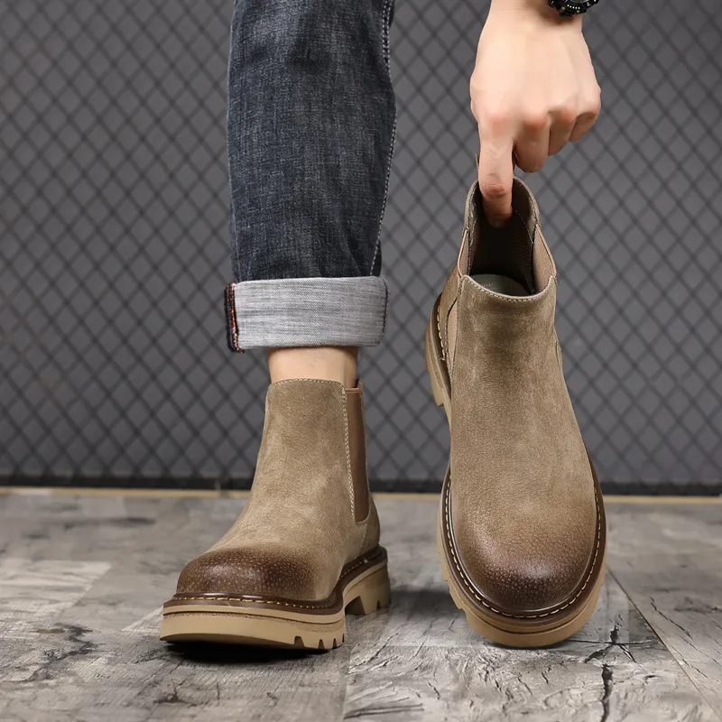 WEISHIBANGWEI Short Chelsea Boots Men's-4
