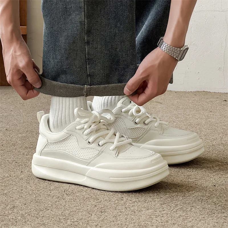 WEISHIBANGWEI Low Top Skateboard Shoes Men's White-3