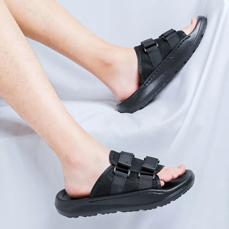 WEISHIBANGWEI Slip Resistant Odor Resistant Slide Slippers Men's Black-2