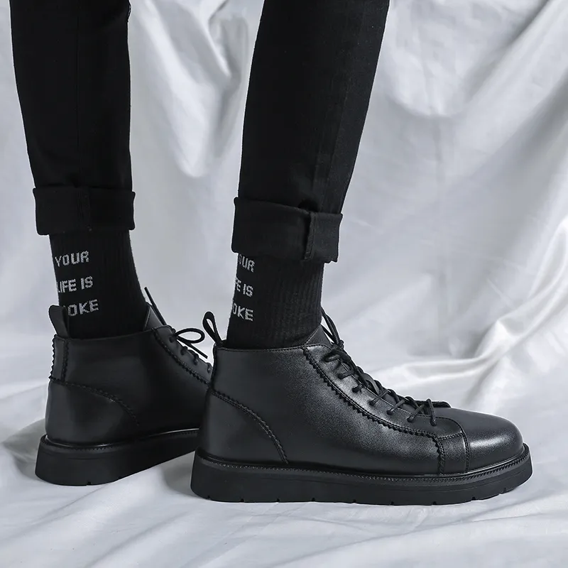WEISHIBANGWEI Ankle Boots Men's Black-16