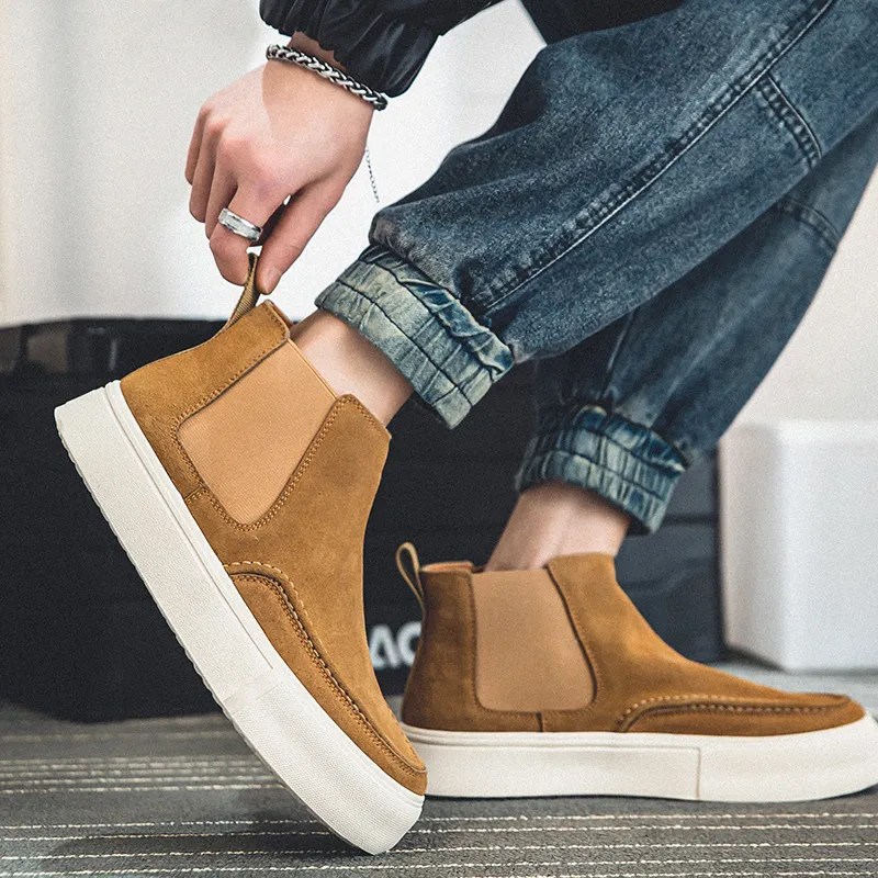 WEISHIBANGWEI Short Chelsea Boots Medium Heel Men's-30