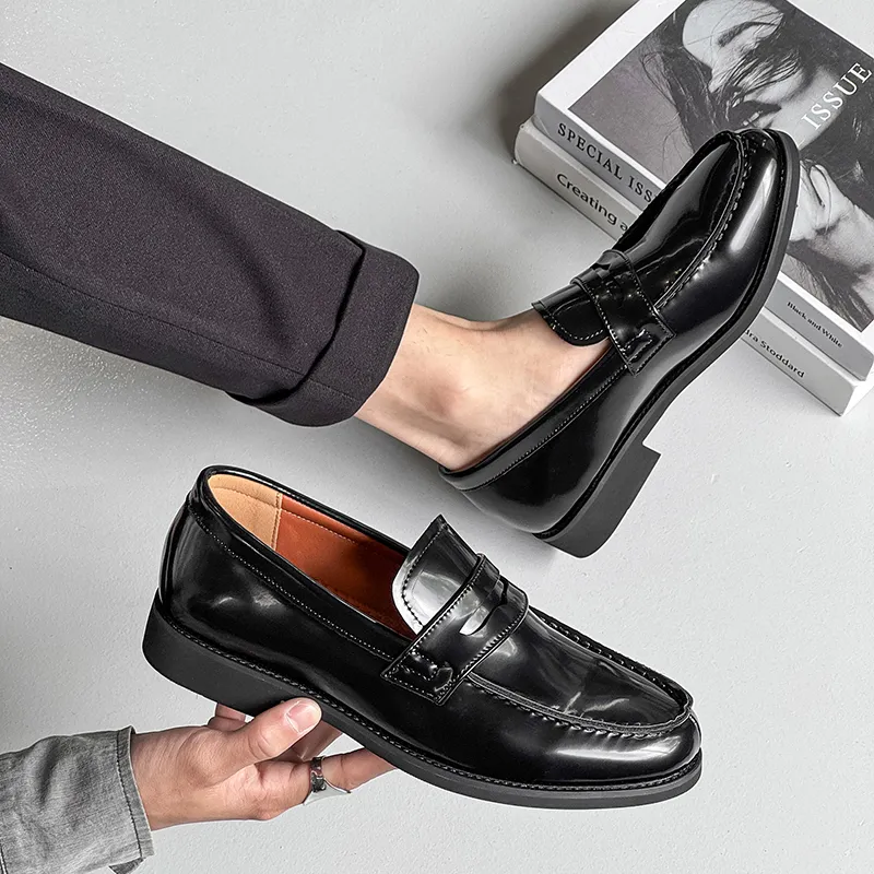 WEISHIBANGWEI Loafers Men's Black-1