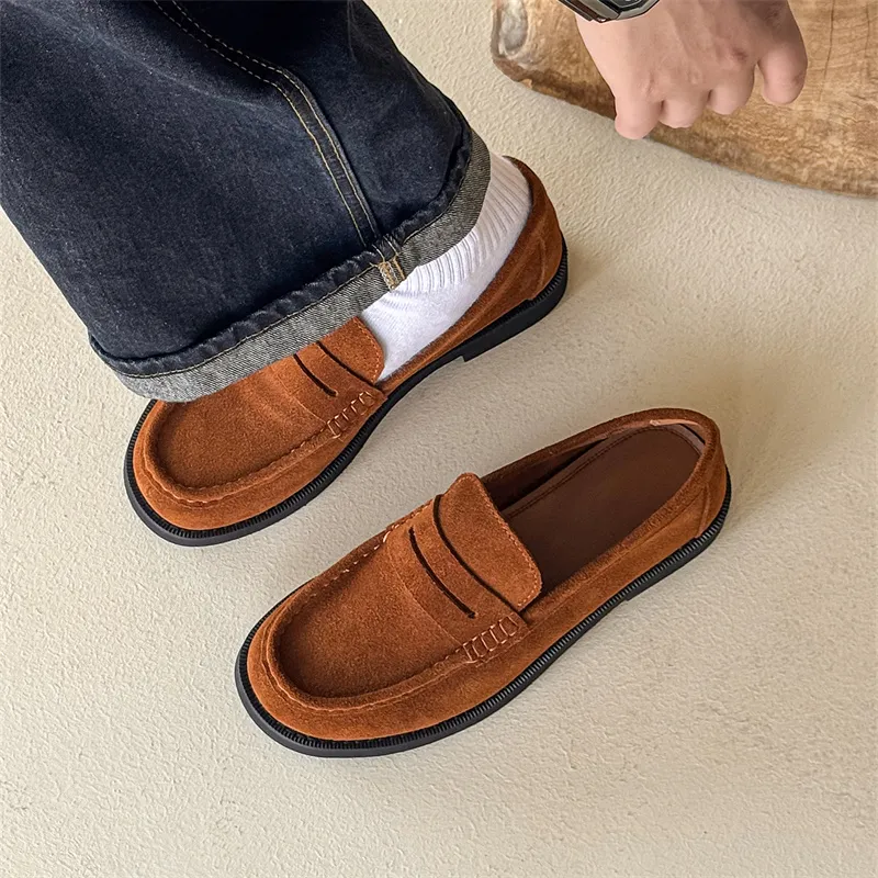 WEISHIBANGWEI Loafers Men's Brown-1