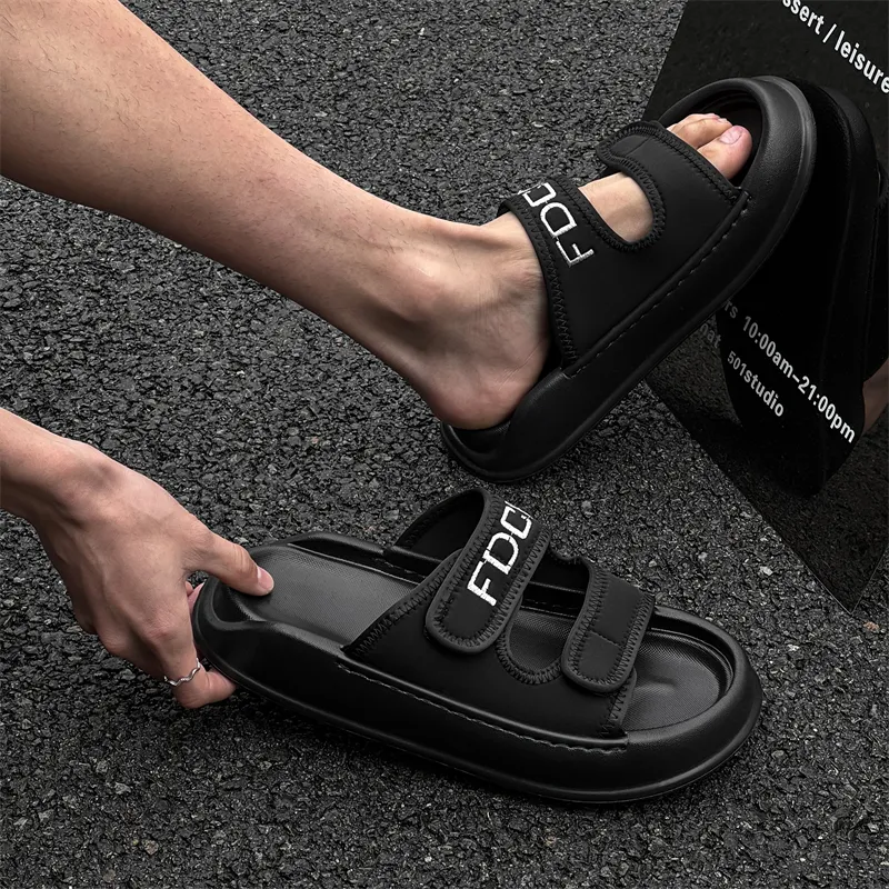 WEISHIBANGWEI Slip Resistant Odor Resistant Slide Slippers Men's Black-2