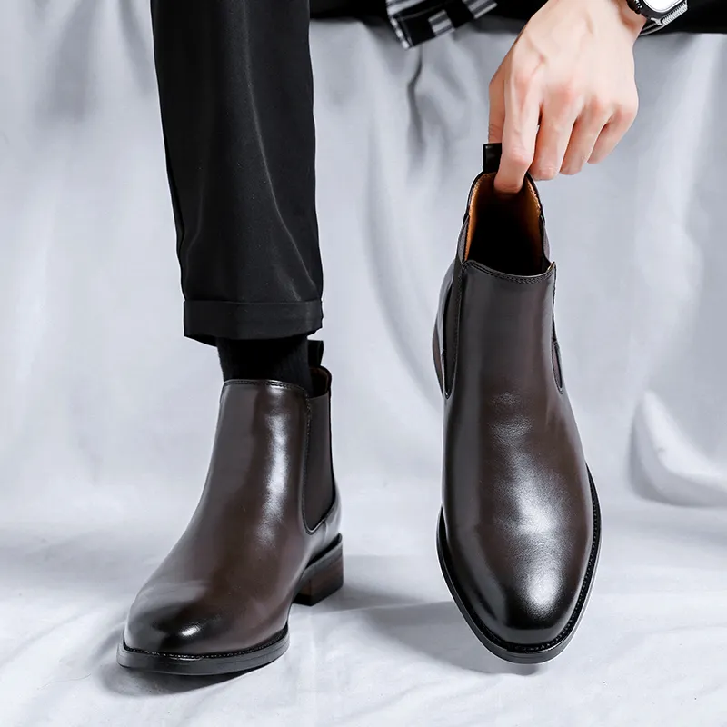 WEISHIBANGWEI Short Chelsea Boots Men's-14