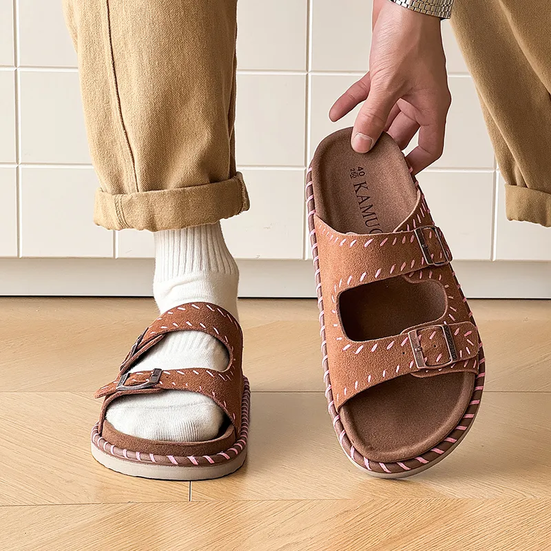 WEISHIBANGWEI Slip Resistant Odor Resistant Slide Slippers Unisex Brown-2