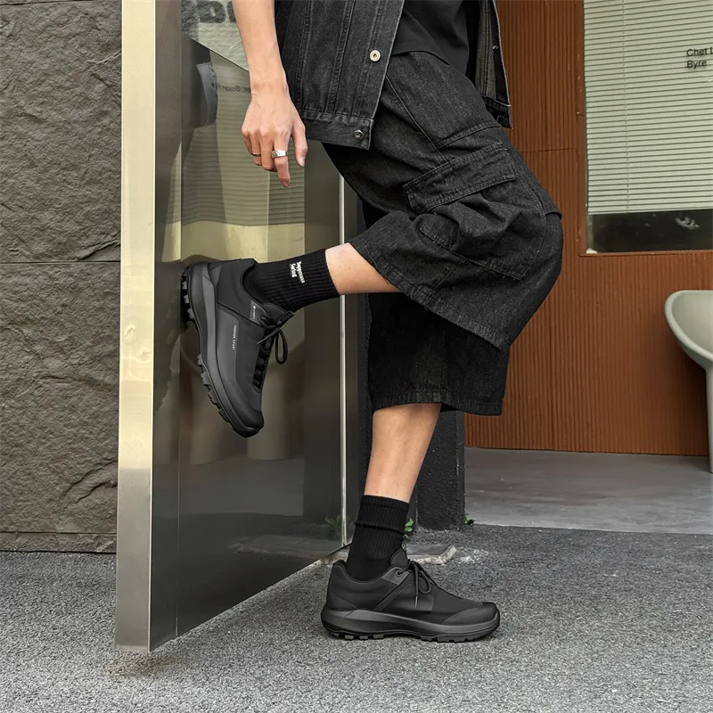 WEISHIBANGWEI Slip Resistant Low Top Casual Shoes Men's Black-4