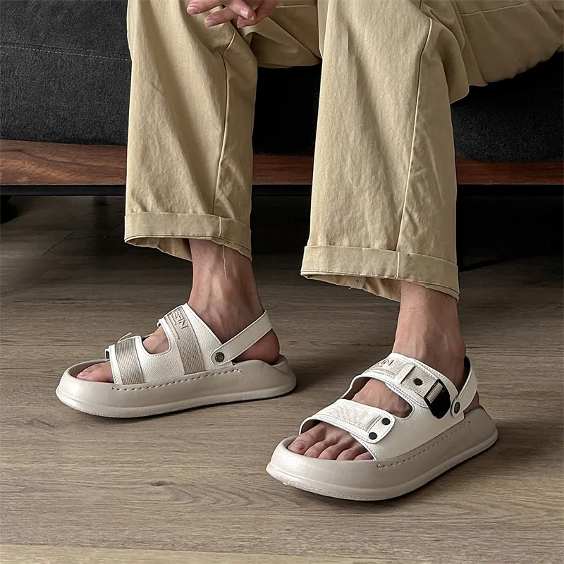 WEISHIBANGWEI Beach Sandals Men's White-5