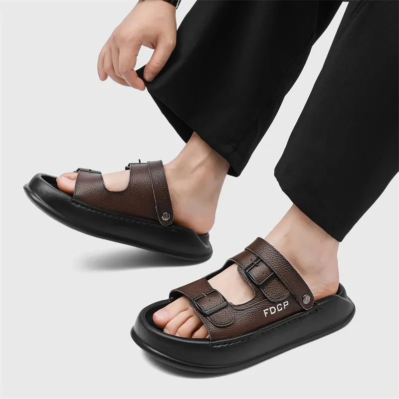WEISHIBANGWEI Beach Sandals Men's Brown-3