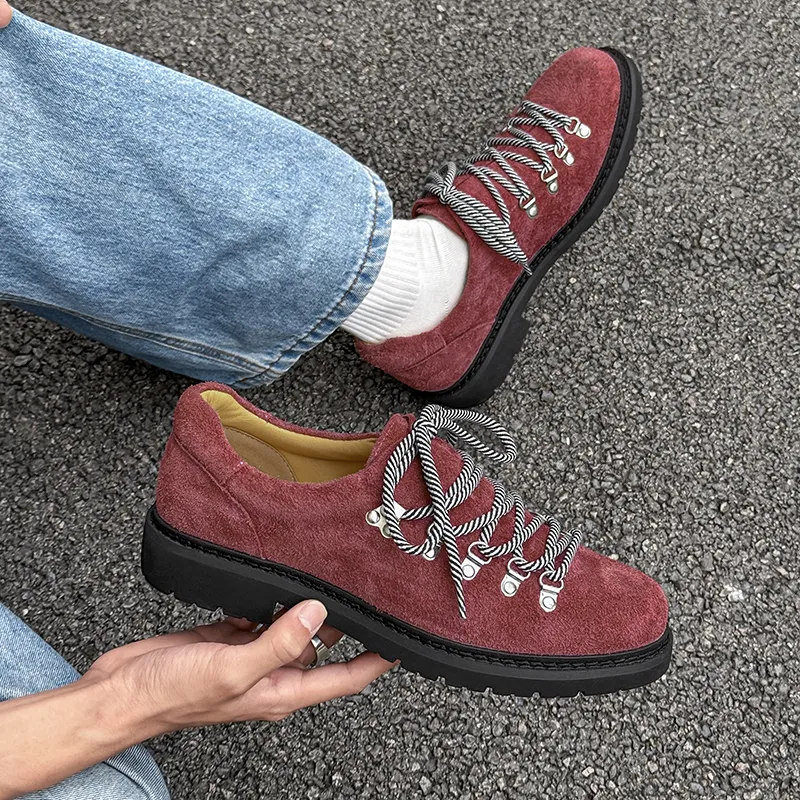 WEISHIBANGWEI Casual Shoes Unisex Long Fuzzy Red-1
