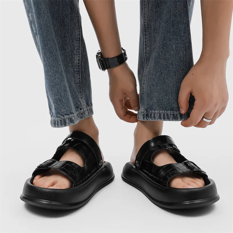 WEISHIBANGWEI Beach Sandals Men's Black-4